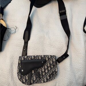 Dior Saddle Bag with Black and Gray Pattern